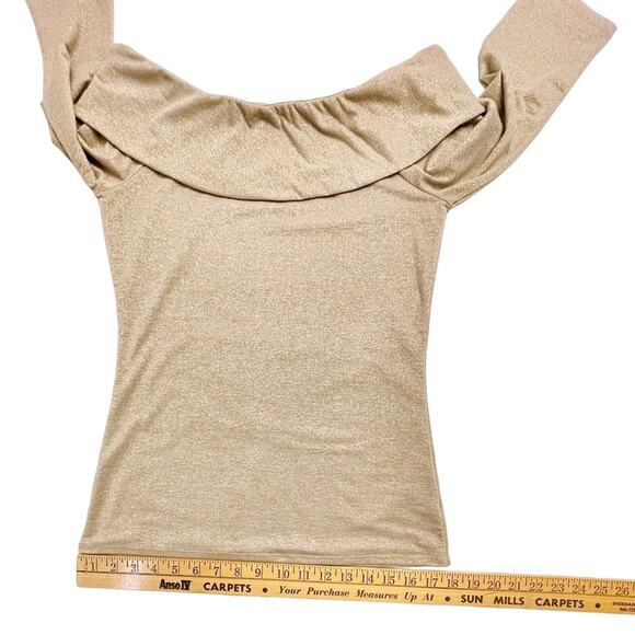 WHBM Off-the-Shoulder Gold Metallic Shimmer Top Size Small β¨ππ« - Picture 13 of 13